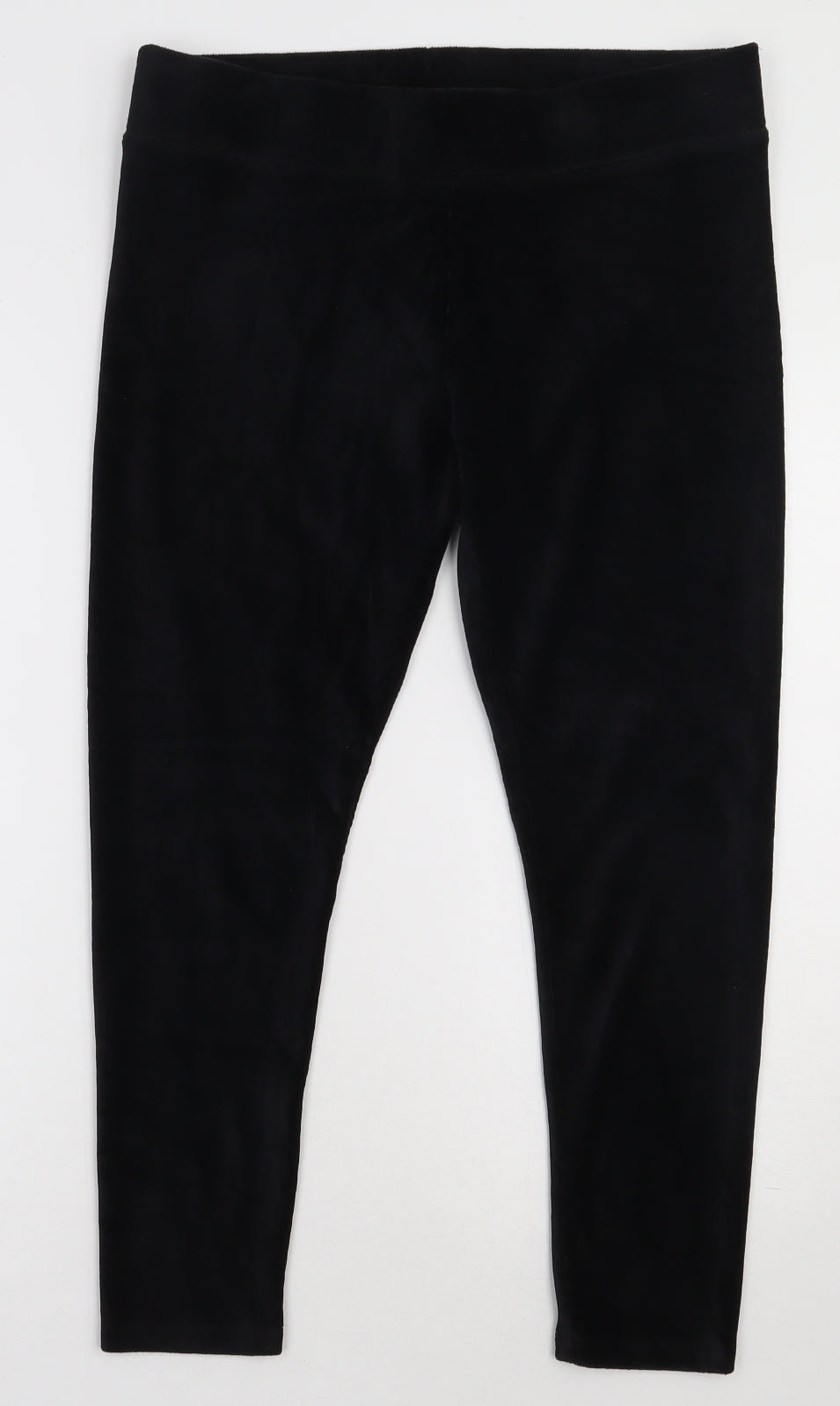 Marks and Spencer Womens Black  Cotton Cropped Trousers Size 14 L25 in Regular