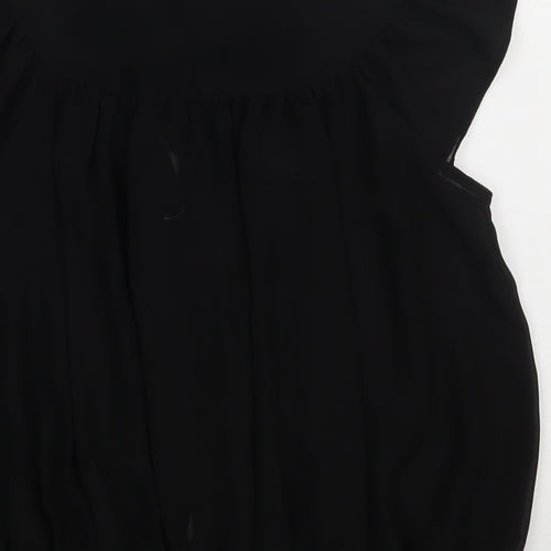 evie Womens Black  Polyester Basic Button-Up Size 10 Crew Neck