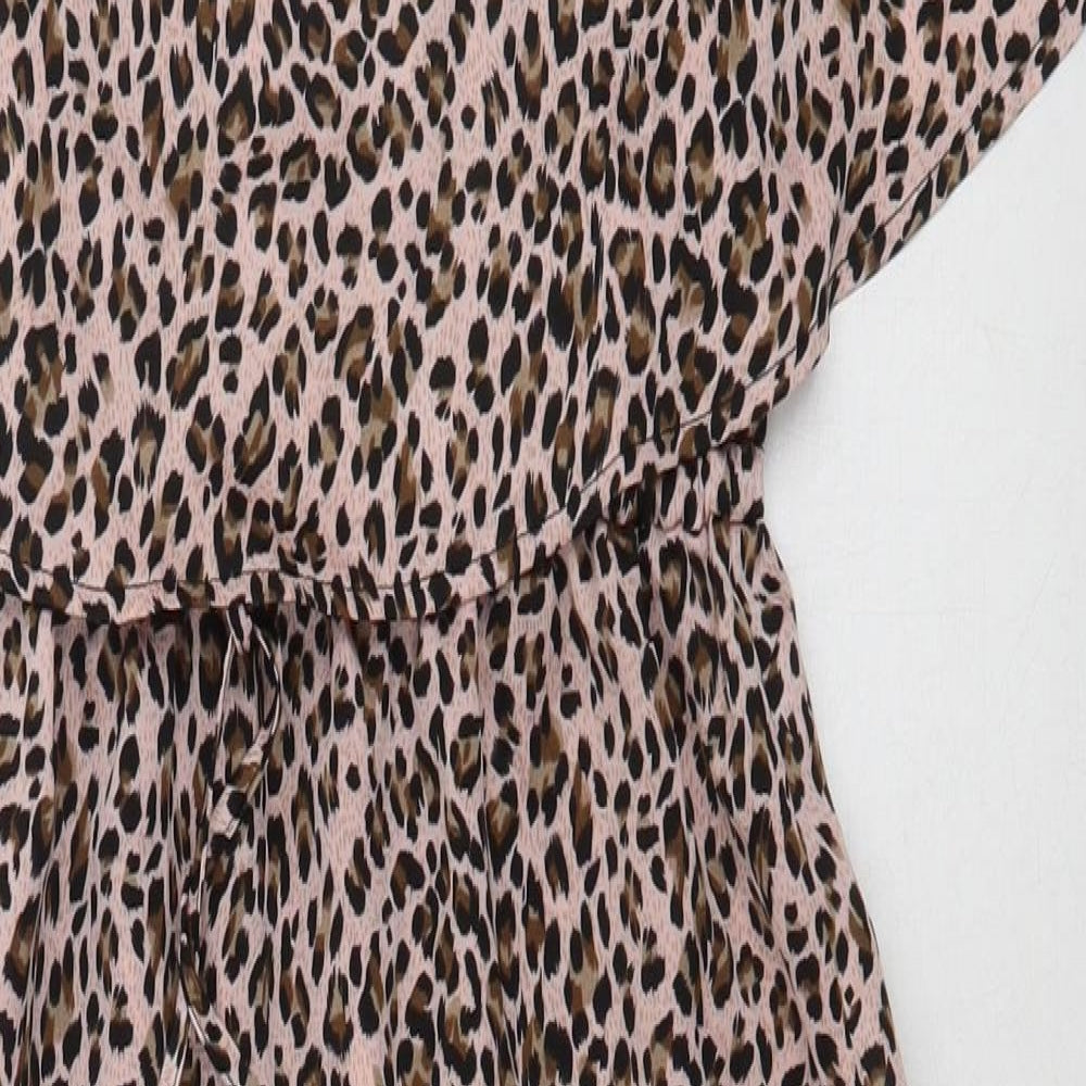 Apricot Womens Pink Animal Print Polyester A-Line  Size 8  Square Neck Pullover