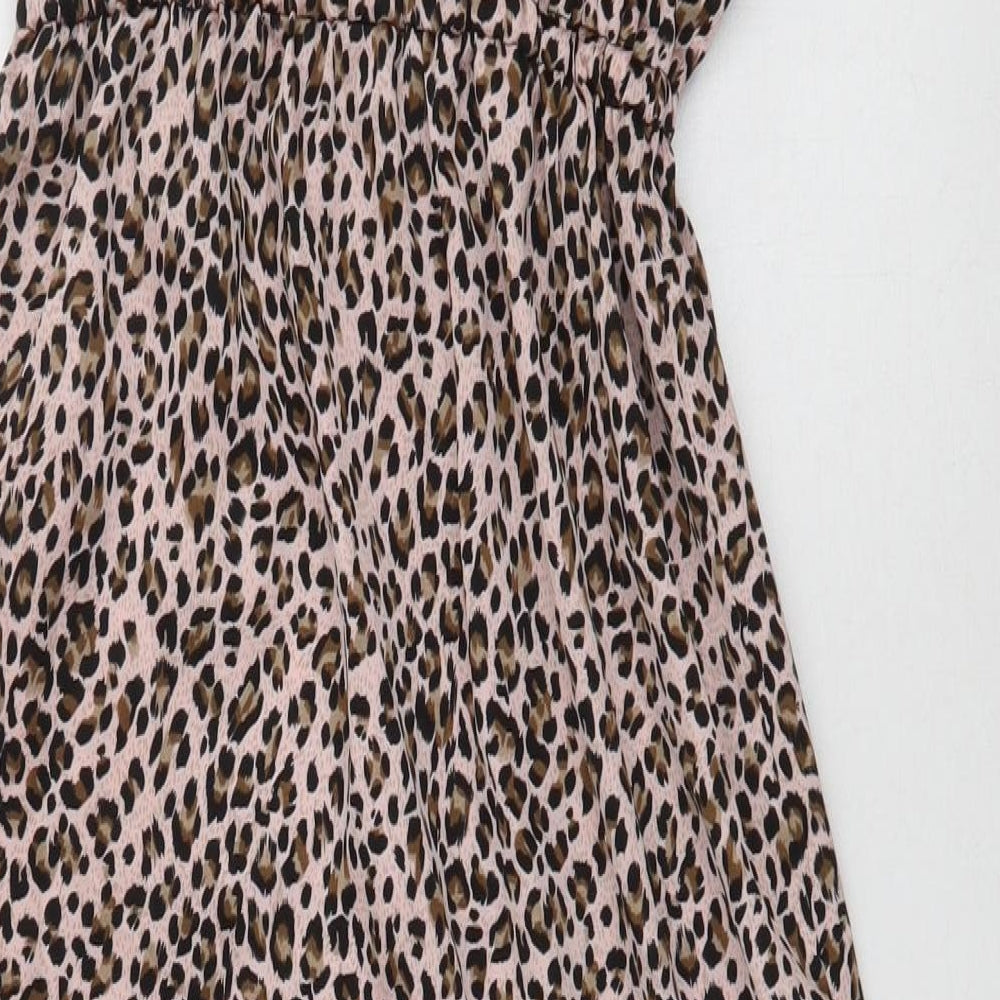 Apricot Womens Pink Animal Print Polyester A-Line  Size 8  Square Neck Pullover