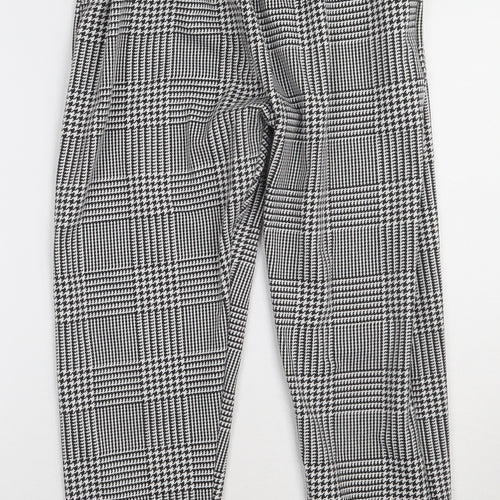 Misspap Womens White Check Polyester Trousers  Size 6 L28 in Regular
