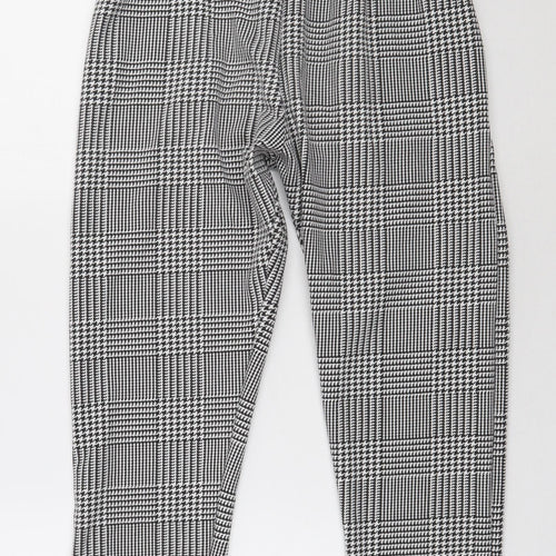 Misspap Womens White Check Polyester Trousers  Size 6 L28 in Regular