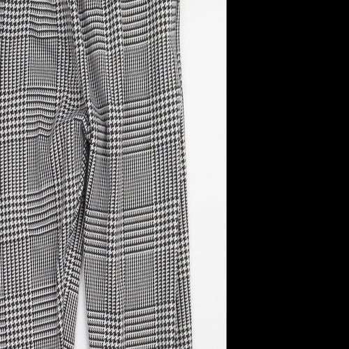 Misspap Womens White Check Polyester Trousers  Size 6 L28 in Regular
