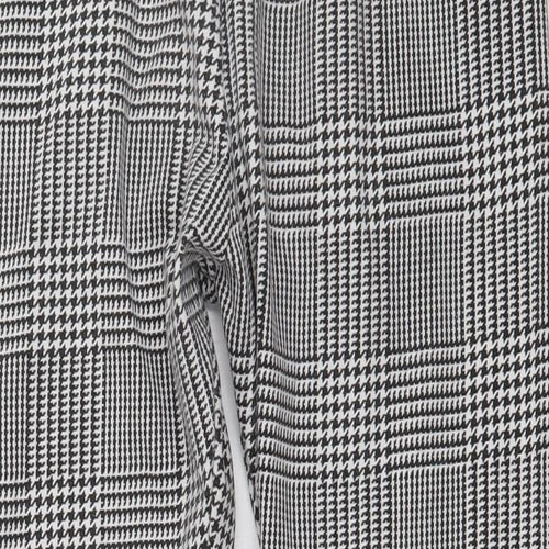 Misspap Womens White Check Polyester Trousers  Size 6 L28 in Regular