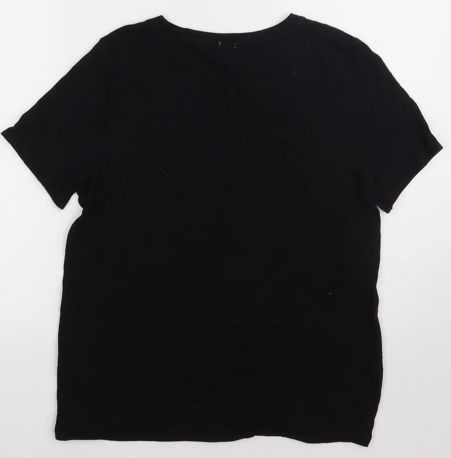 River Island Womens Black  Cotton Basic T-Shirt Size 12 Crew Neck - take me to paris