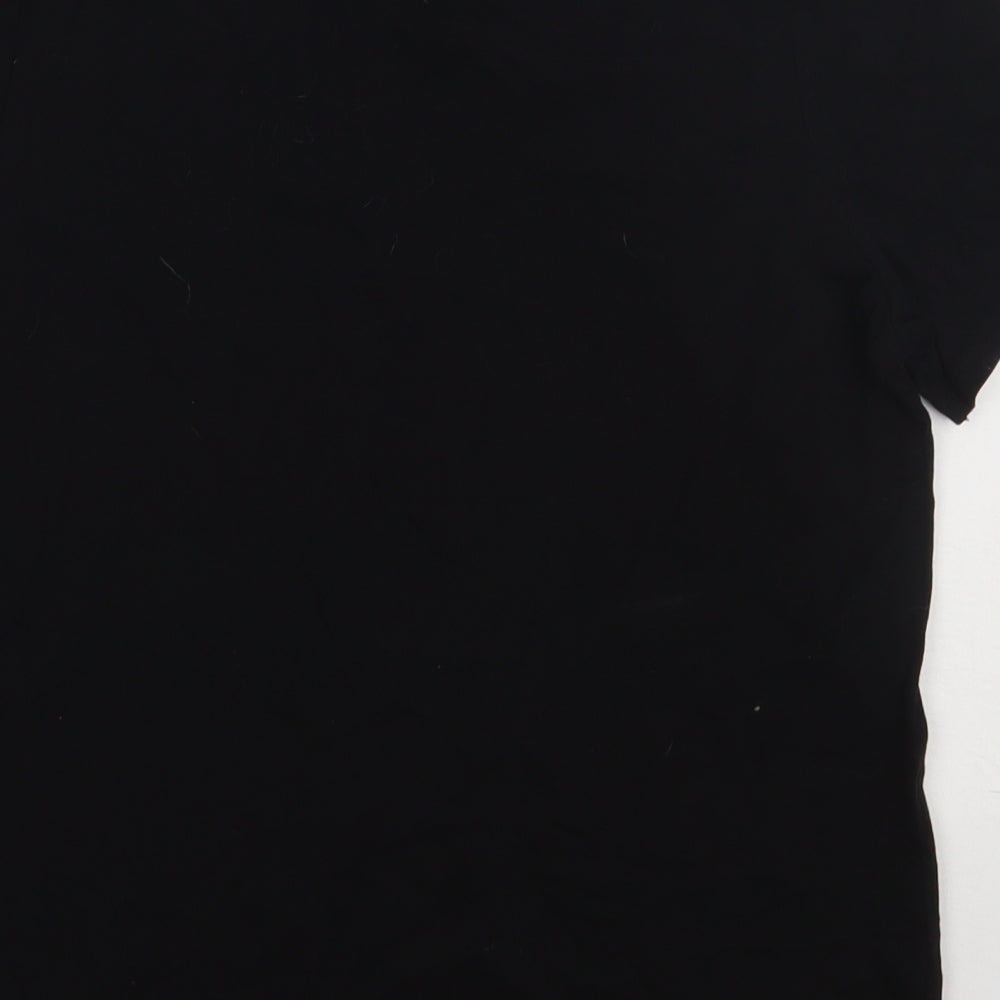 River Island Womens Black  Cotton Basic T-Shirt Size 12 Crew Neck - take me to paris