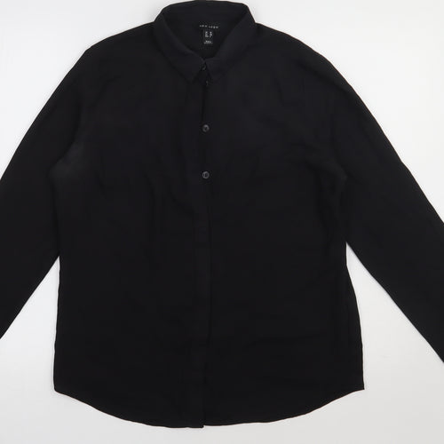 New Look Womens Black  Polyester Basic Button-Up Size 10 Collared