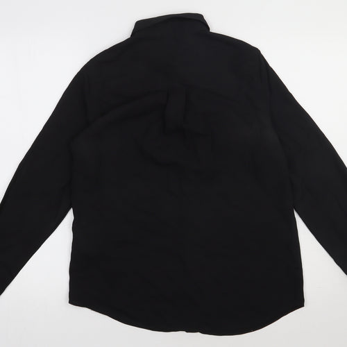 New Look Womens Black  Polyester Basic Button-Up Size 10 Collared