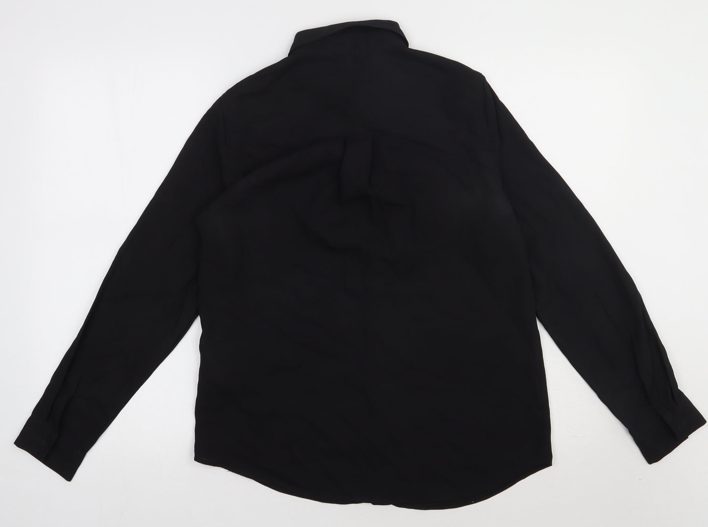 New Look Womens Black  Polyester Basic Button-Up Size 10 Collared