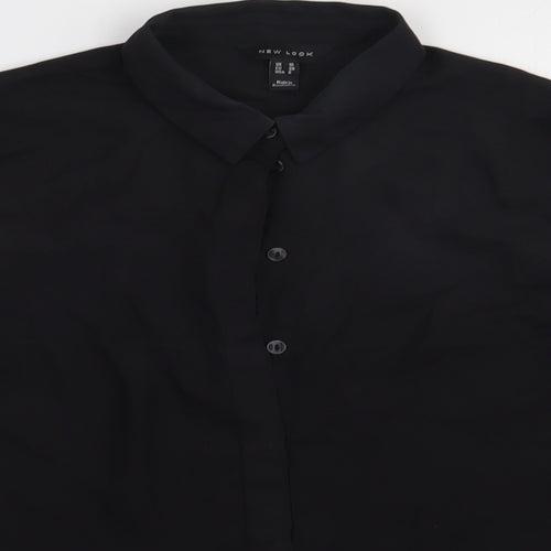 New Look Womens Black  Polyester Basic Button-Up Size 10 Collared