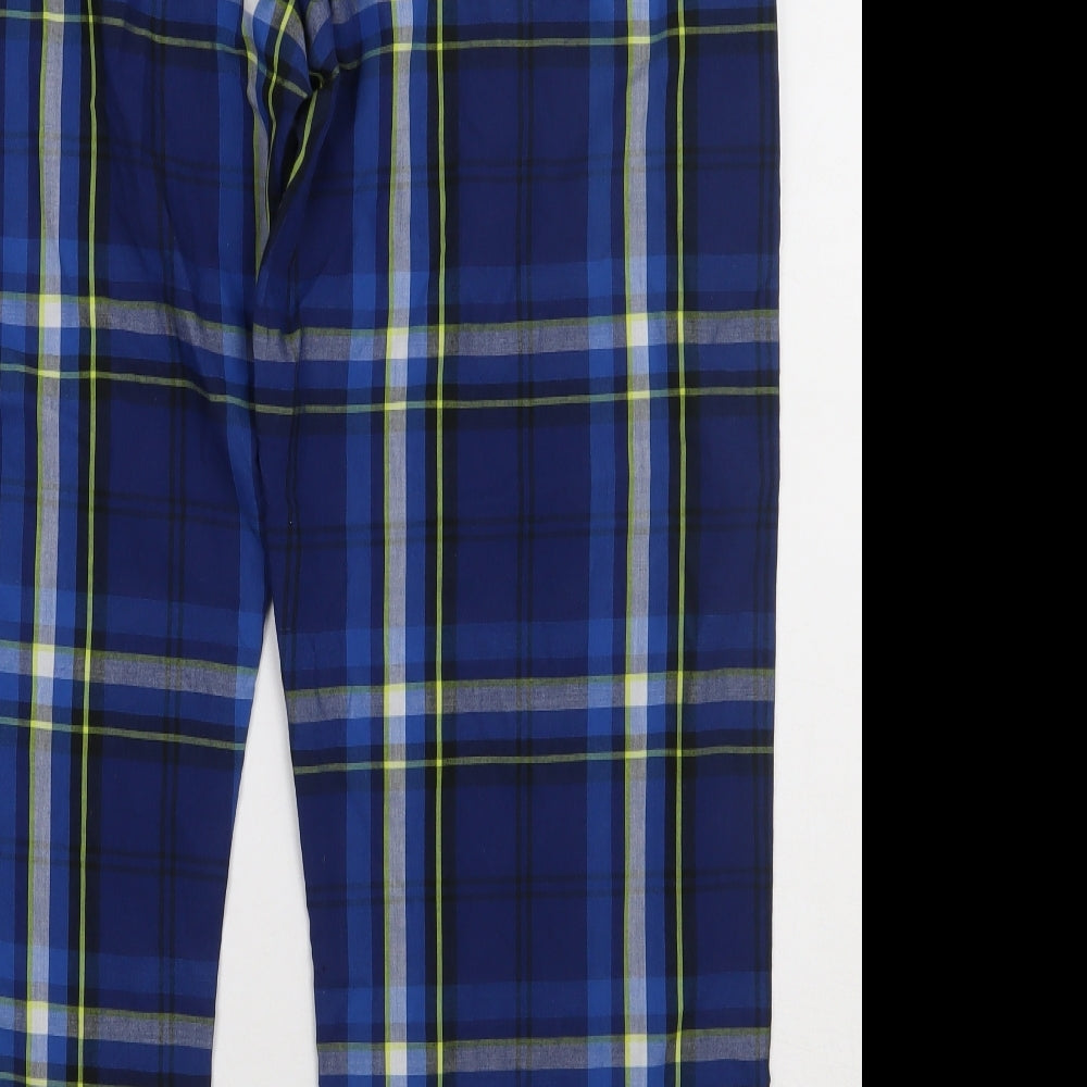 George Mens Blue Check Polyester  Pyjama Pants Size M  Tie