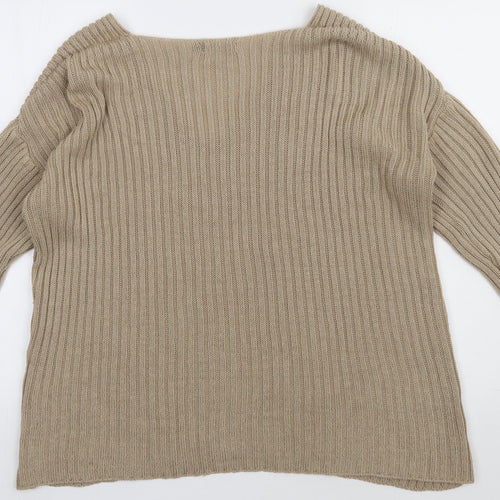 Boohoo Womens Beige  Acrylic Pullover Sweatshirt Size 16  Pullover