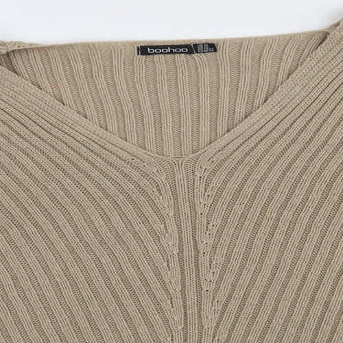Boohoo Womens Beige  Acrylic Pullover Sweatshirt Size 16  Pullover