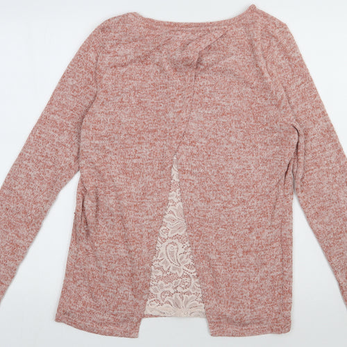 VERO MODA Womens Pink  Polyester Pullover Sweatshirt Size M  Pullover - lace detail on back