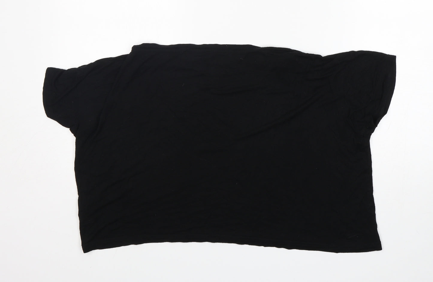 New Look Womens Black  Viscose Cropped T-Shirt Size M Round Neck