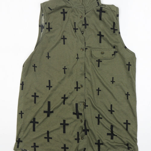 Atmosphere Womens Green  Polyester Basic Button-Up Size 14 Collared