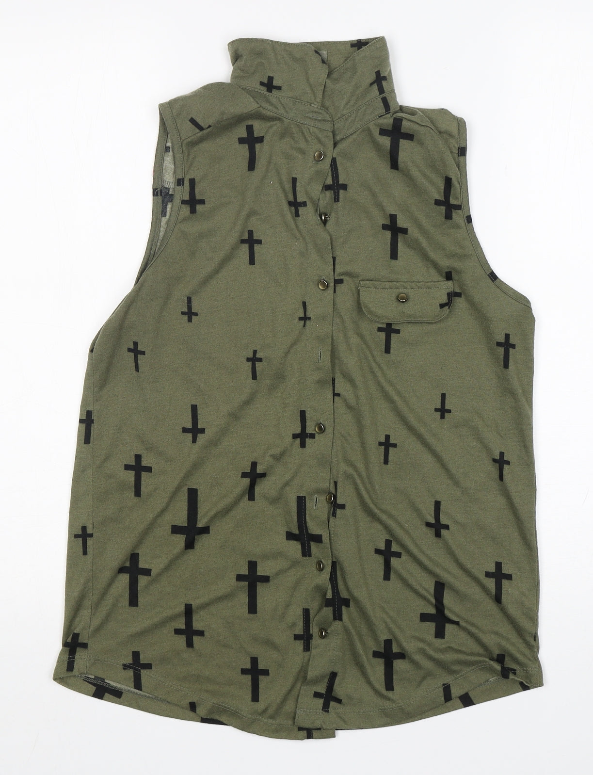 Atmosphere Womens Green  Polyester Basic Button-Up Size 14 Collared