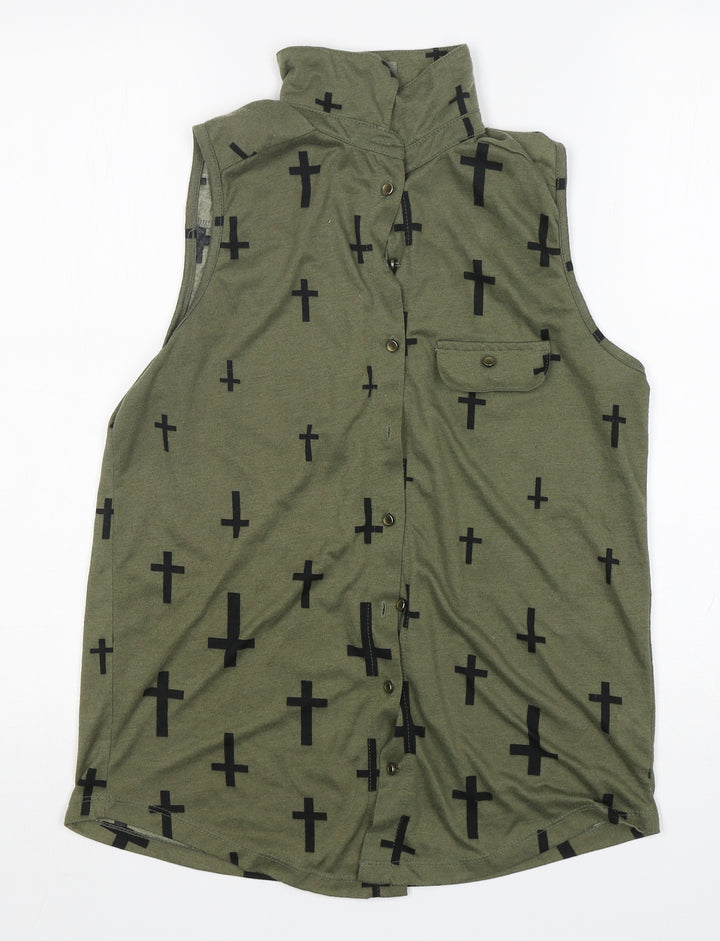 Atmosphere Womens Green  Polyester Basic Button-Up Size 14 Collared
