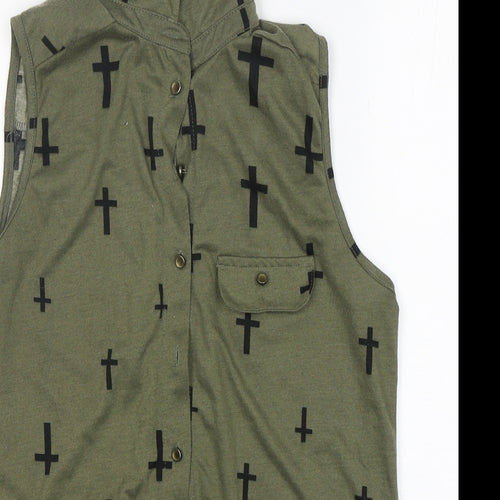Atmosphere Womens Green  Polyester Basic Button-Up Size 14 Collared