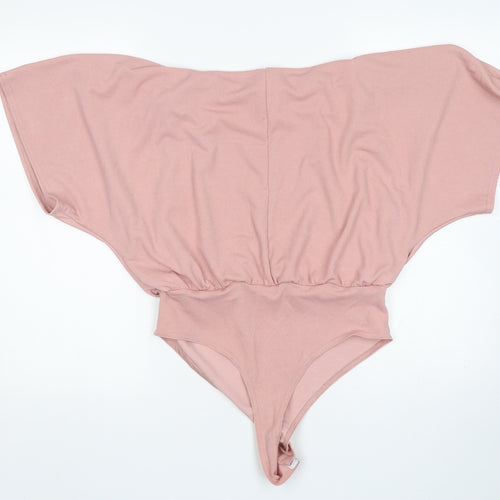 Boohoo Womens Pink  Polyester Bodysuit One-Piece Size 12