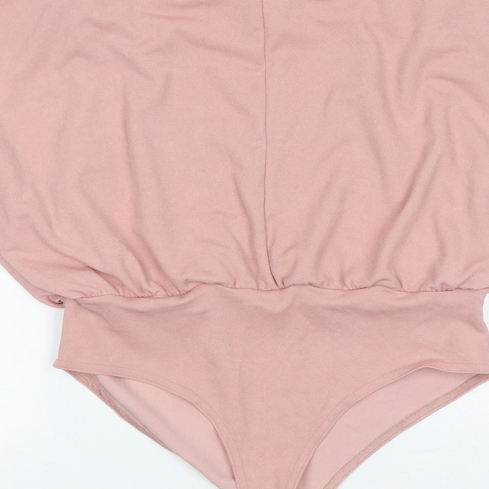 Boohoo Womens Pink  Polyester Bodysuit One-Piece Size 12