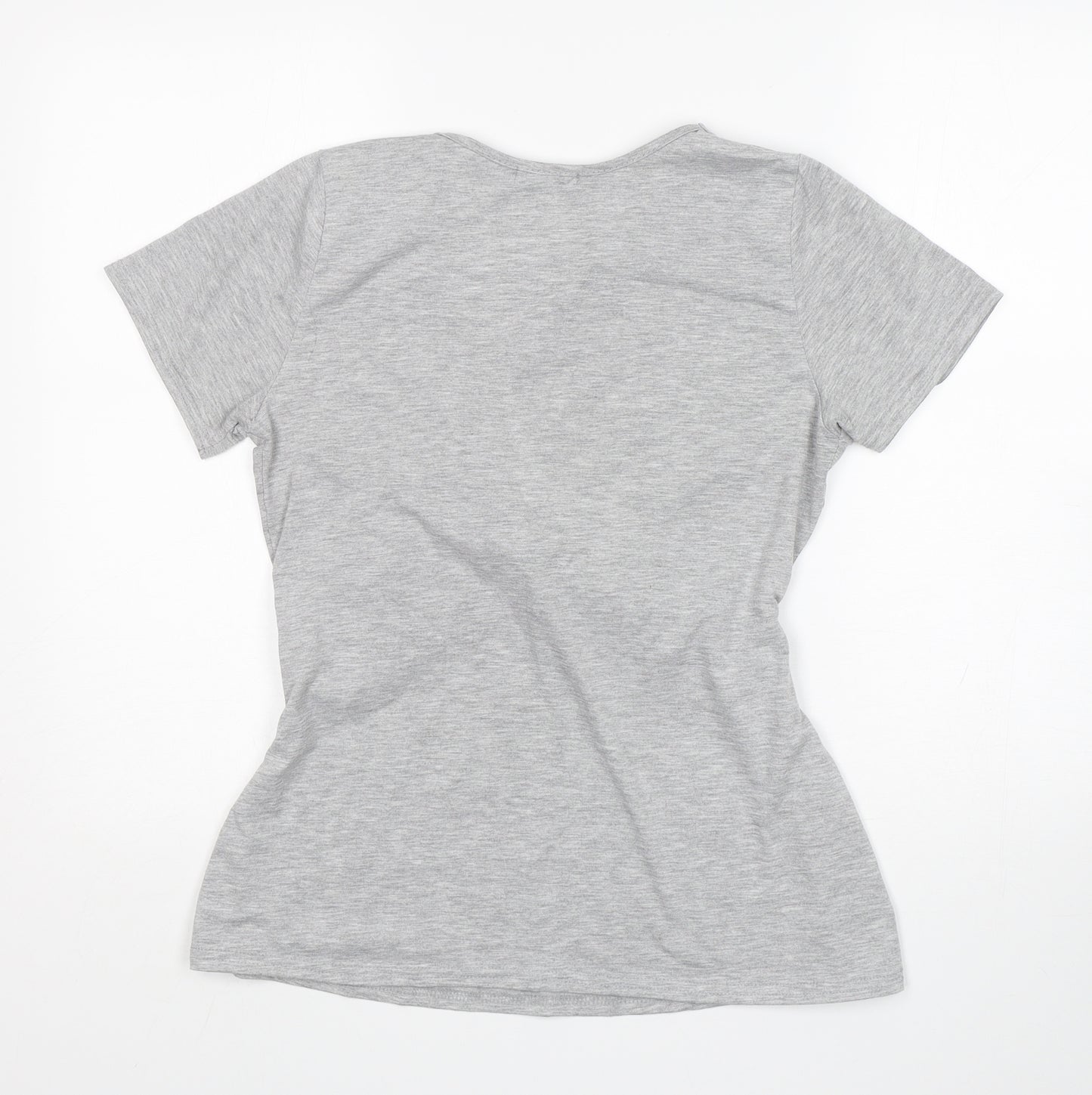Boohoo Womens Grey  Viscose Basic T-Shirt Size 14 V-Neck