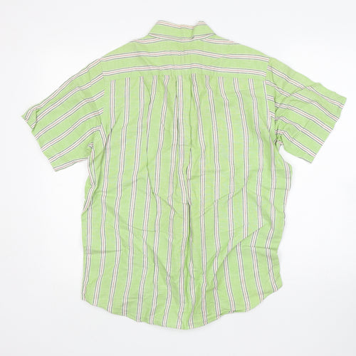 Murphy & Nye Mens Green Striped Cotton  Button-Up Size M Collared