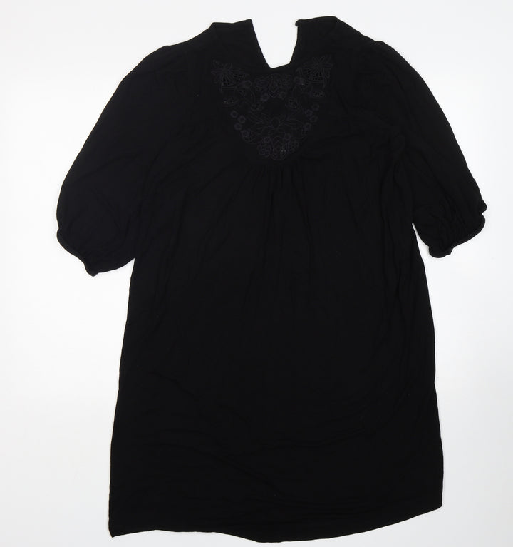 NEXT Womens Black Viscose T-Shirt Dress Size 10 Round Neck