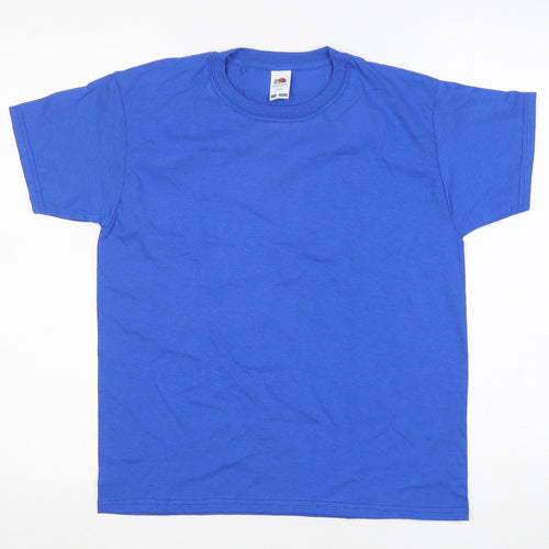 Fruit of the Loom Boys Blue  Cotton Basic T-Shirt Size 10 Years Round Neck