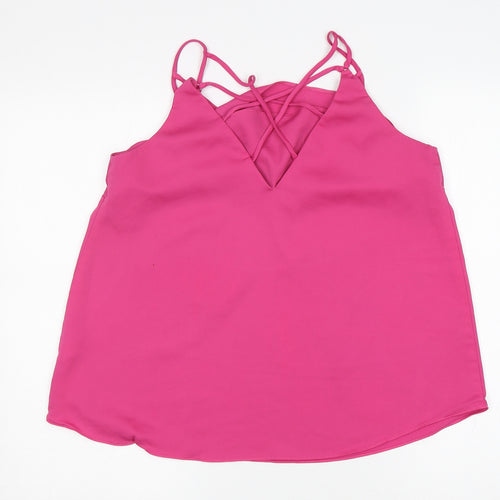 NEXT Womens Pink  Polyester Basic Blouse Size 12 V-Neck