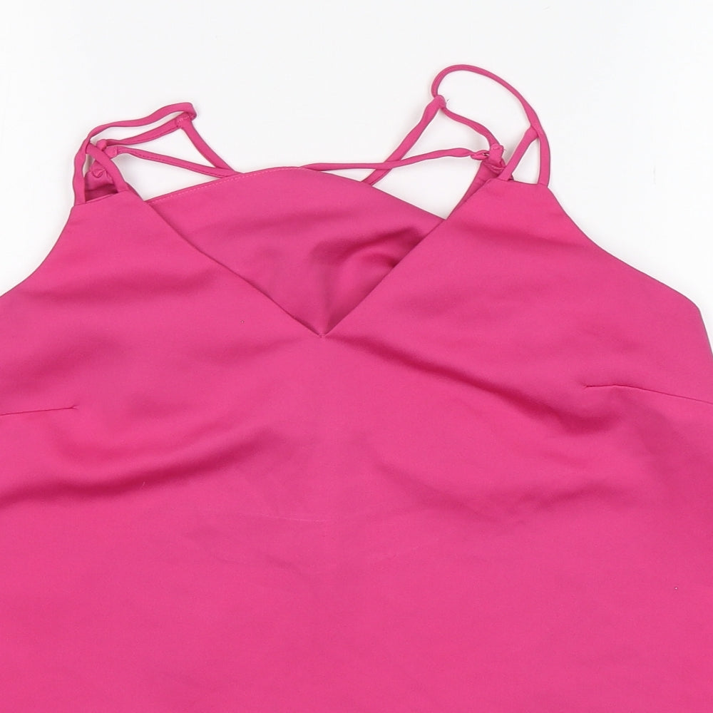 NEXT Womens Pink  Polyester Basic Blouse Size 12 V-Neck