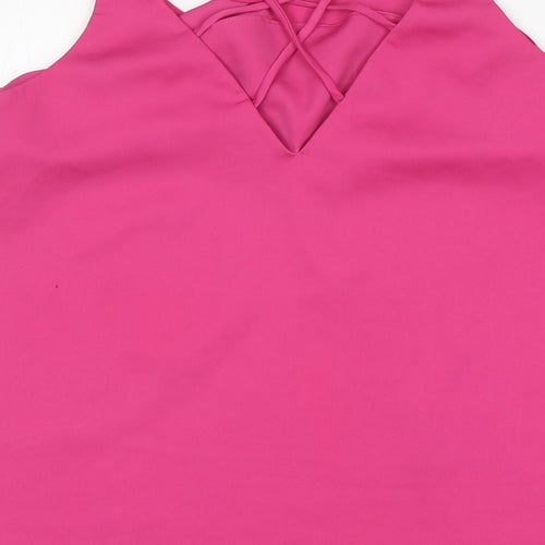 NEXT Womens Pink  Polyester Basic Blouse Size 12 V-Neck
