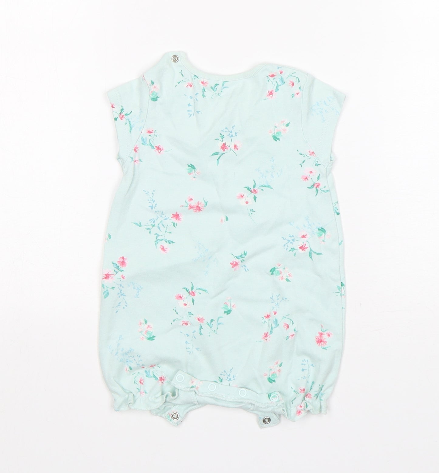 NEXT Girls Green Floral Cotton Romper One-Piece Size 6-9 Months