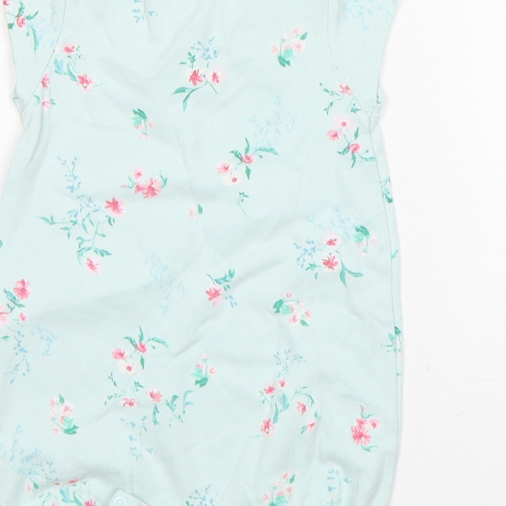 NEXT Girls Green Floral Cotton Romper One-Piece Size 6-9 Months