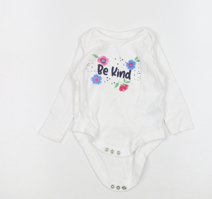 F&F Girls White Floral Cotton Leotard One-Piece Size 3-6 Months