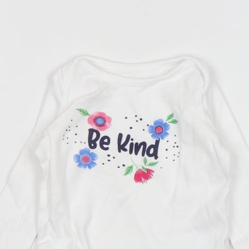 F&F Girls White Floral Cotton Leotard One-Piece Size 3-6 Months