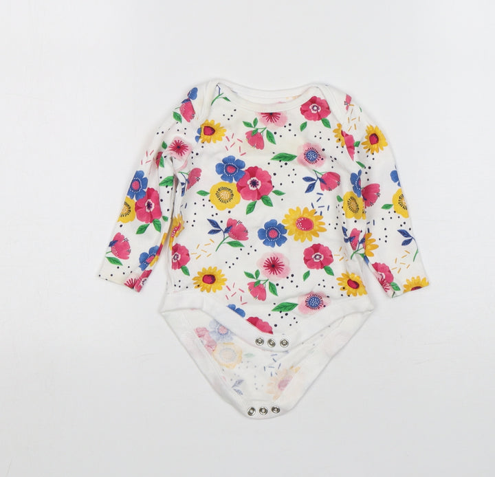 F&F Girls Multicoloured Floral Cotton Leotard One-Piece Size 3-6 Months