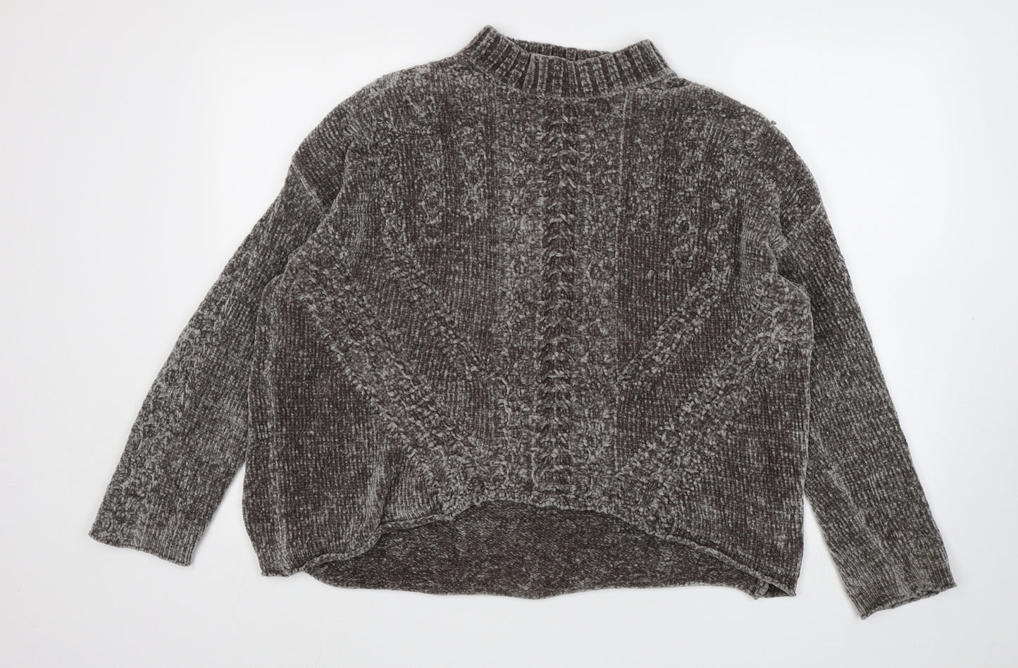 H&M Womens Grey High Neck  Polyester Pullover Jumper Size L