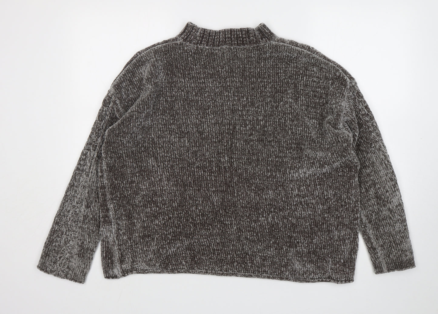 H&M Womens Grey High Neck  Polyester Pullover Jumper Size L