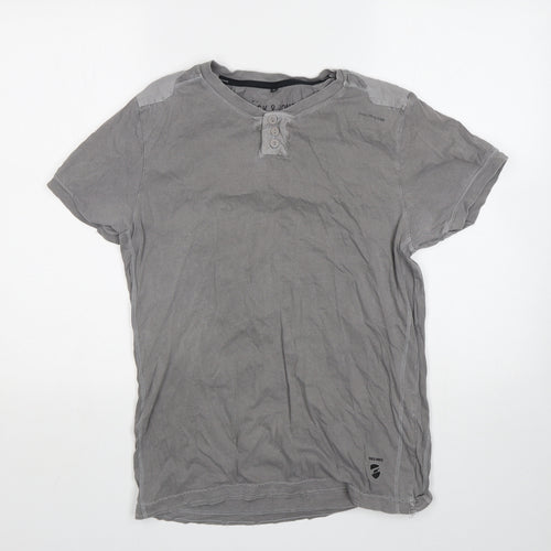 JACK & JONES Mens Grey  Cotton  T-Shirt Size M Round Neck