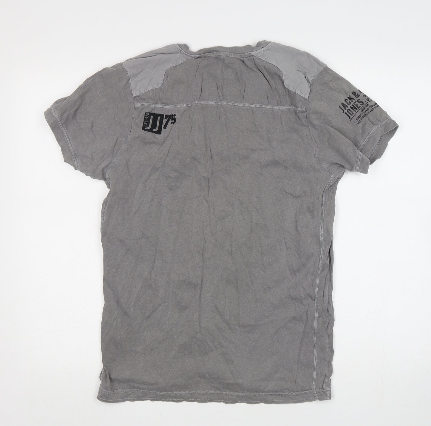 JACK & JONES Mens Grey  Cotton  T-Shirt Size M Round Neck