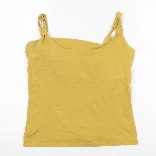 Principles Womens Yellow  Cotton Basic Tank Size M Round Neck