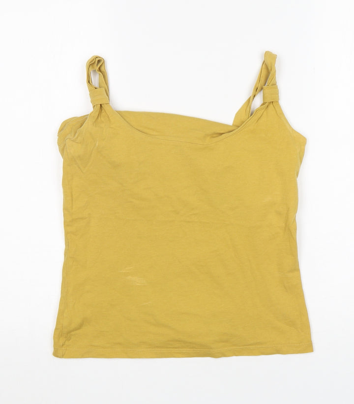 Principles Womens Yellow  Cotton Basic Tank Size M Round Neck