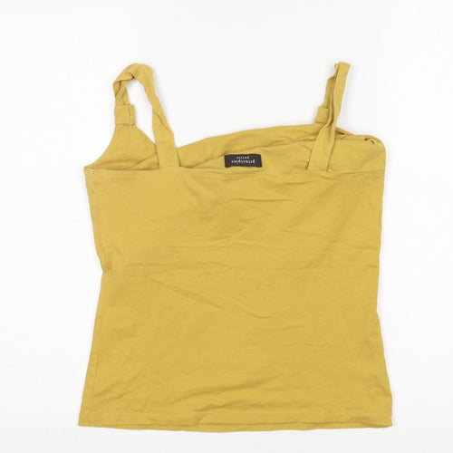 Principles Womens Yellow  Cotton Basic Tank Size M Round Neck