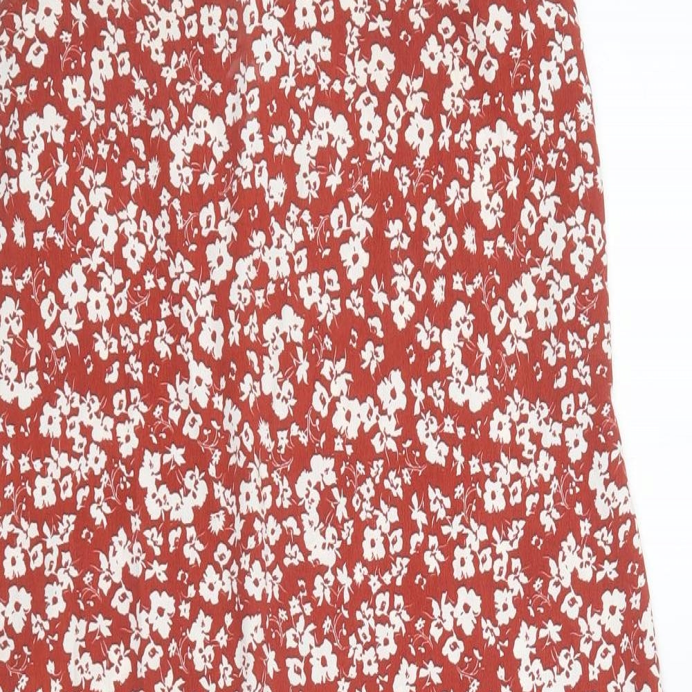 Primark Womens Red Floral Polyester Slip Dress  Size 12  V-Neck