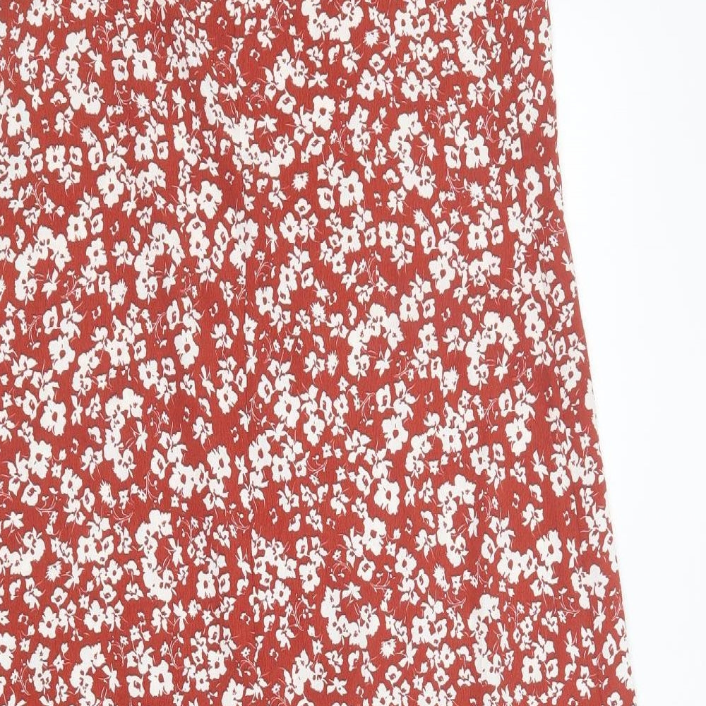 Primark Womens Red Floral Polyester Slip Dress  Size 12  V-Neck