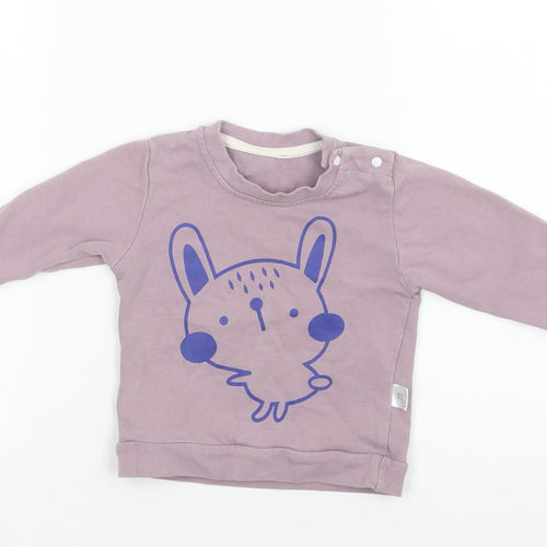 Preworn Baby Purple  Cotton Pullover Jumper Size 6-9 Months  Snap - Bunny