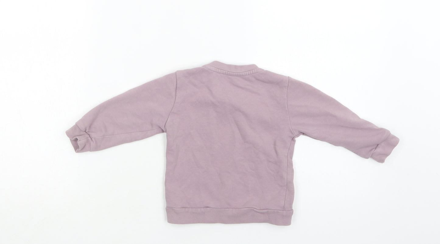 Preworn Baby Purple  Cotton Pullover Jumper Size 6-9 Months  Snap - Bunny