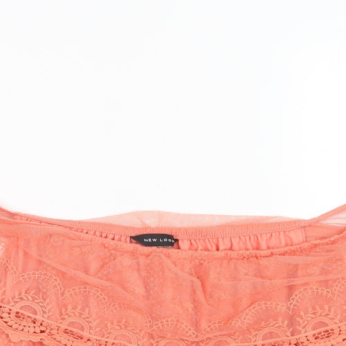 New Look Womens Orange Floral Polyester Cropped Blouse Size M Off the Shoulder