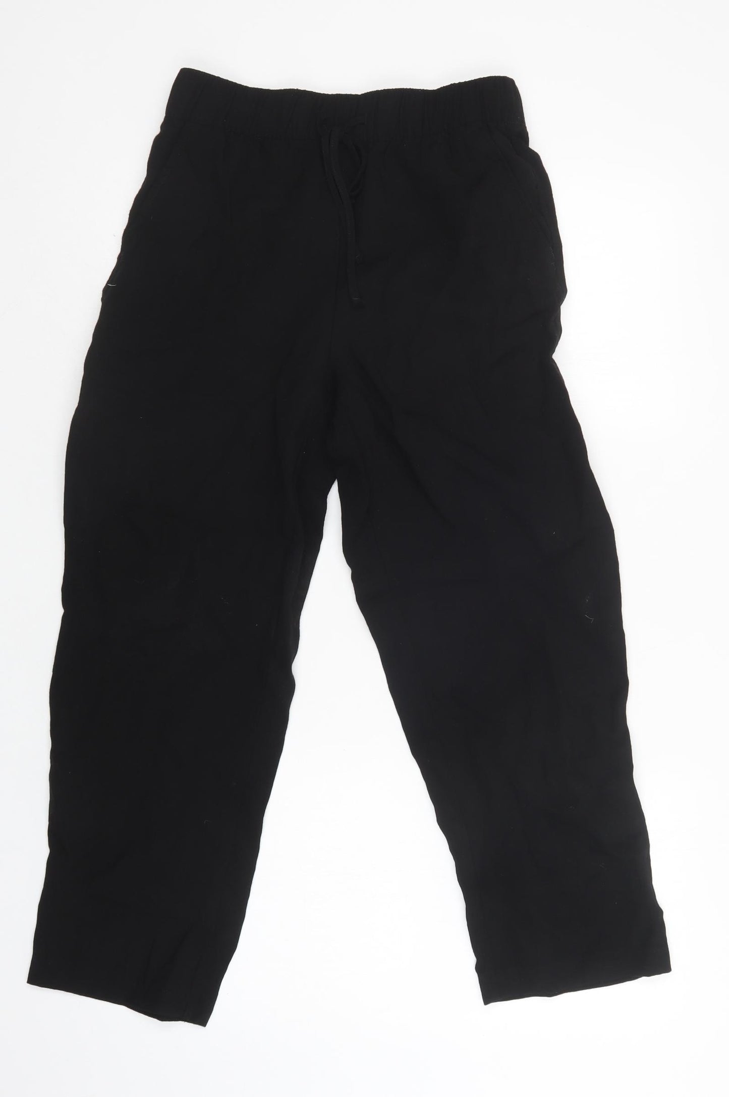 H&M Womens Black  Viscose Jogger Trousers Size S L28 in Regular Drawstring